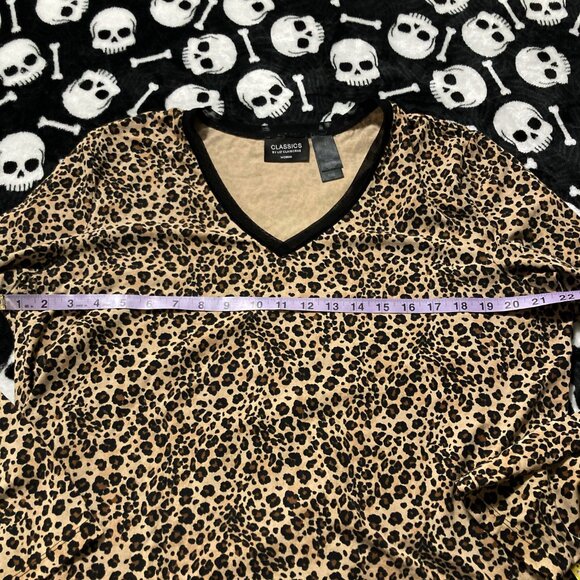 LIZ CLAIBORNE Leopard print long sleeve plus size top ~ VINTAGE XL 1X goth shirt - Picture 6 of 12